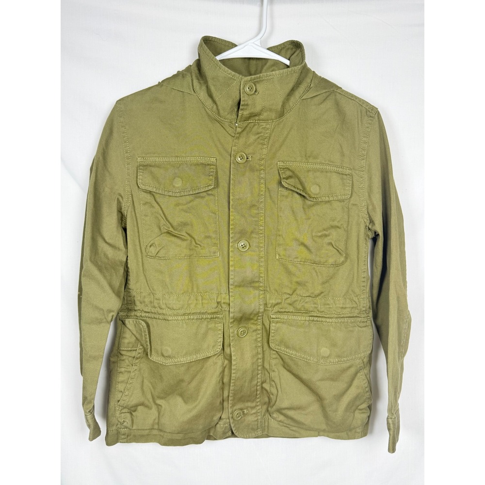 Crewcuts J.Crew Girls Field Jacket Sz 10 Green Cotton Hooded Utility M65 Miltary